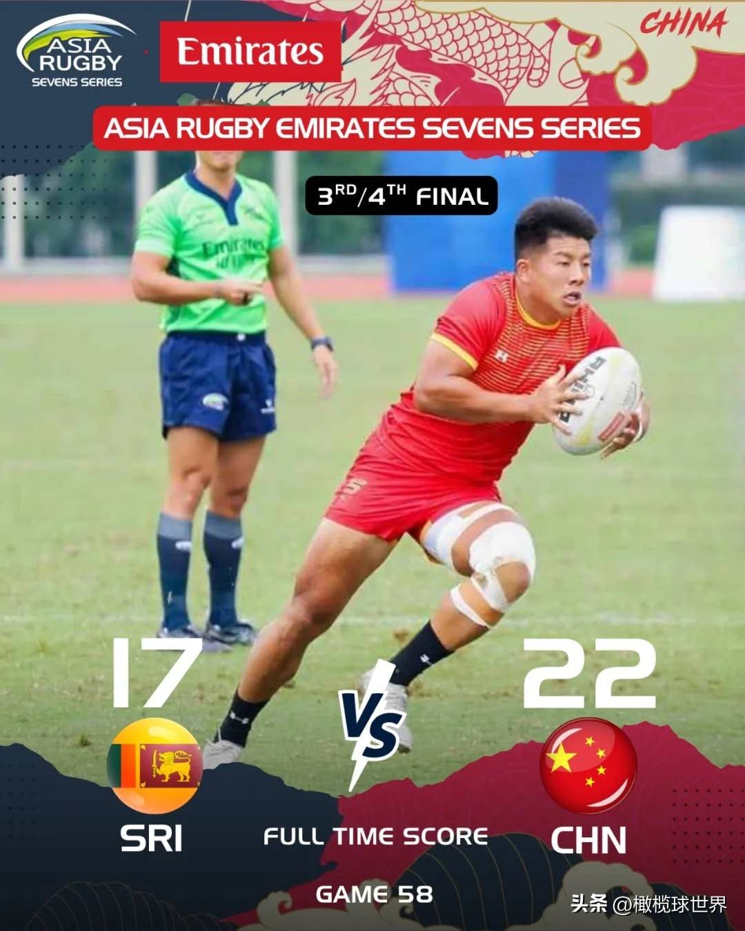 中国男女分获铜银牌二零二五阿联酋航空亚洲七人制橄榄球系列赛杭州站